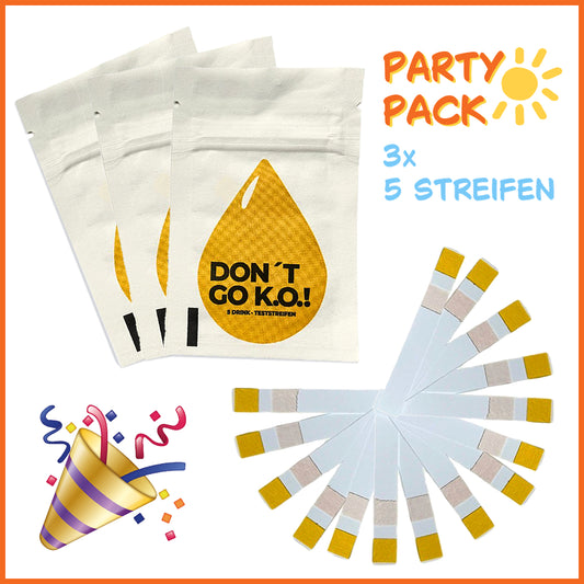 PARTY PACK | 3x 5 Teststreifen | "DON'T GO K.O.!"-Teststreifen