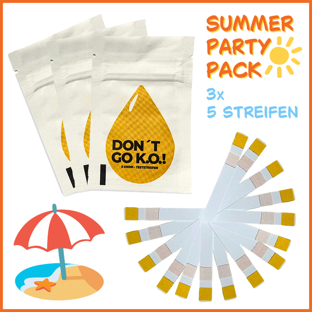 SUMMER PARTY PACK | 3x 5 Teststreifen | "DON'T GO K.O.!"-Teststreifen