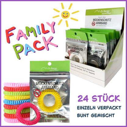 FAMILY PACK | 24 Stück | Original Dr. Berger Mückenschutzarmband / Anti-Mückenarmband / Mückenabwehrband